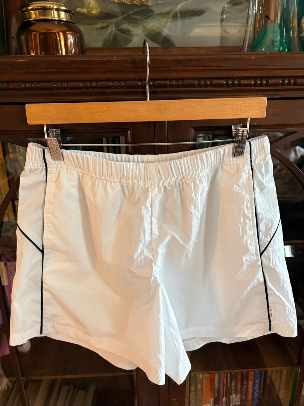 Aerie White with Black Piping Athletic Shorts